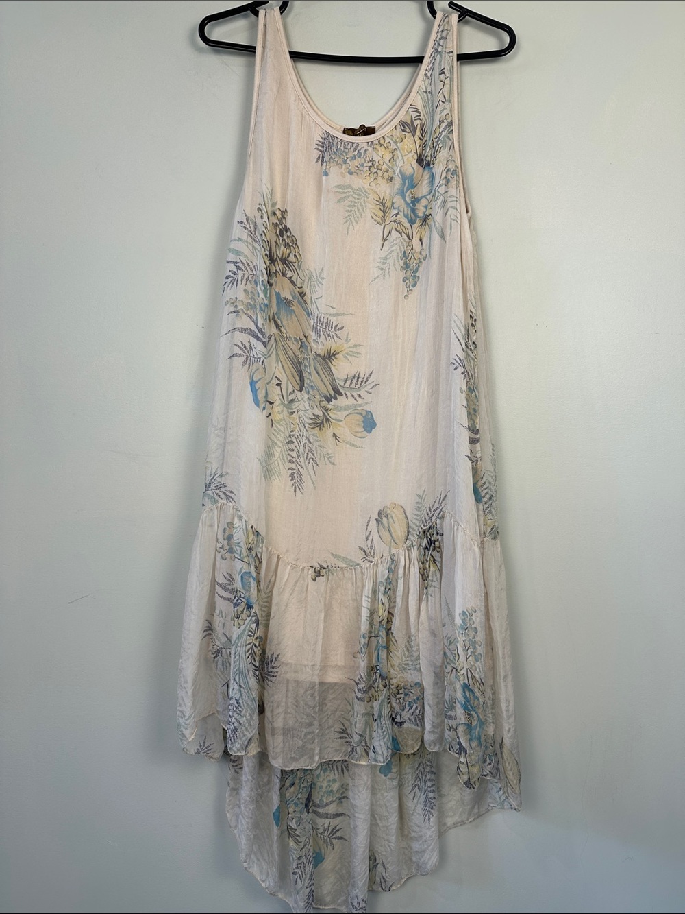 156. Italy, silk dress hi low floral.